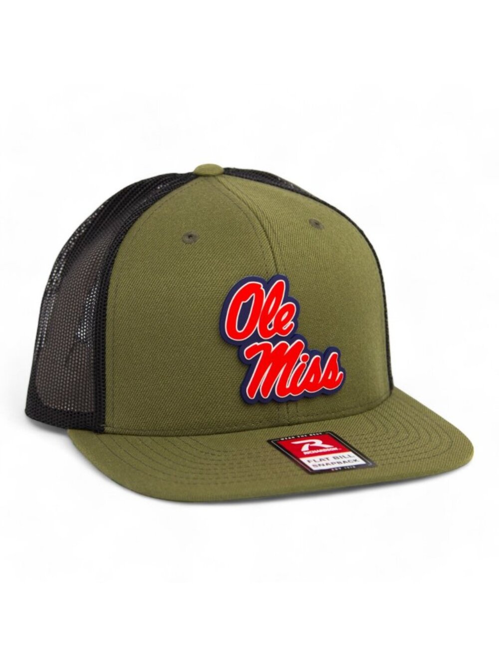 Ole Miss Rebels 3D Wool Blend Flat Bill Snapback Hat- Loden/ Black